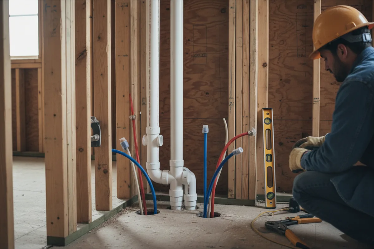 Drain and supply rough-in during Drain Cleaning in West Harwich